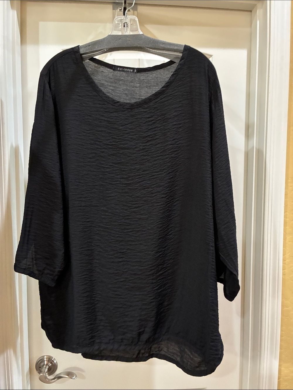 cut loose Black Parachute Material Scoop Neck Tunic Top